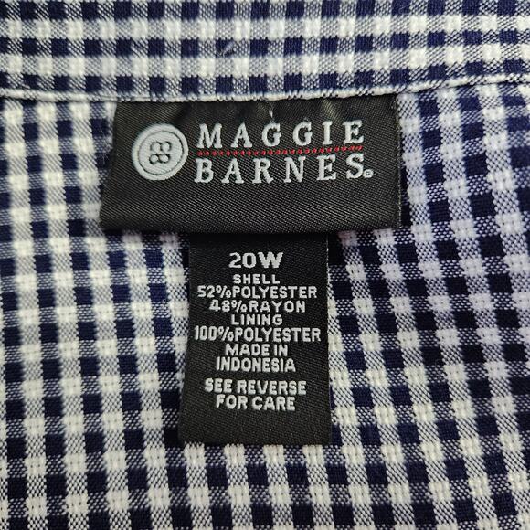 Maggie Barnes 2-in-1 Button Blouse Women's Plus Size 20W Checkered Short Sleeve - Picture 10 of 11